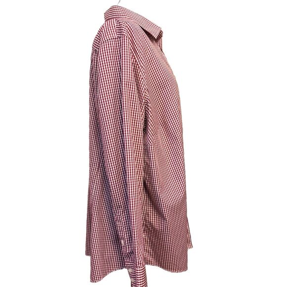 Lands End Top 20W Womens Button Up Shirt Red Check Non Iron Supima Office Career - Picture 5 of 8